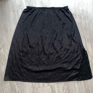 Black Women's Slip Skirt with Lace Panel Medium